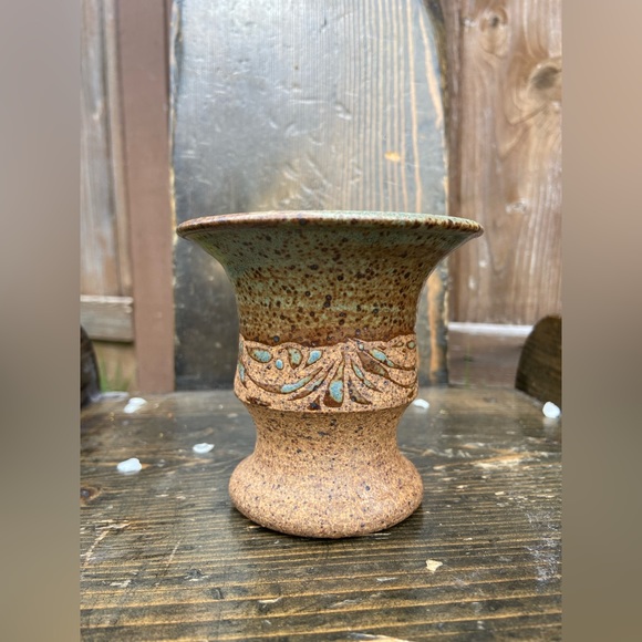 Robin Righton Canadian Studio pottery /wax resistance / 1970s / stoneware vase - Picture 2 of 5